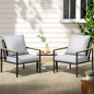 Gardeon 3PC Outdoor Furniture Bistro Set Lounge Setting Chairs Table Patio Black
