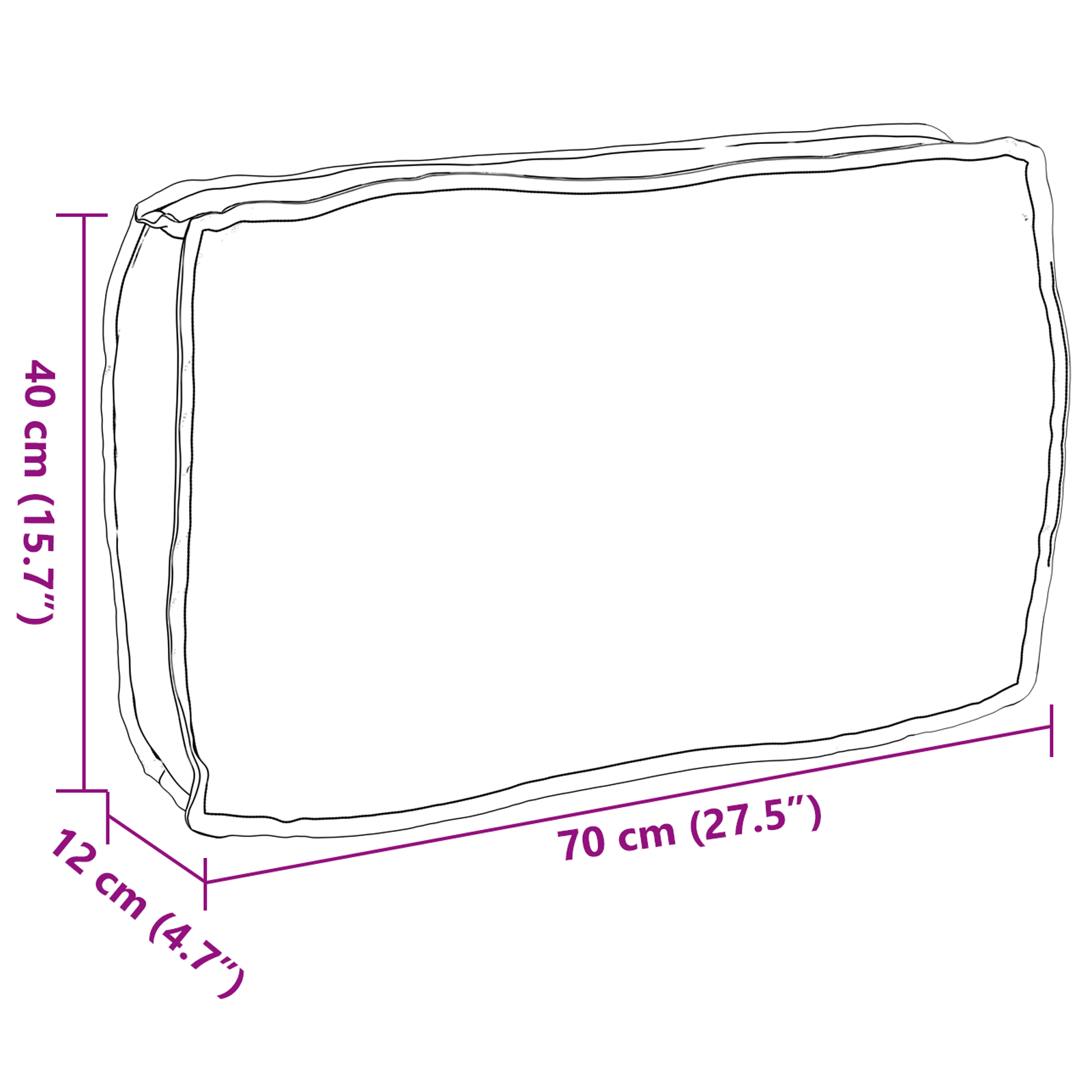 Pallet Cushion For Backrest 70 X 40 X 12 Cm