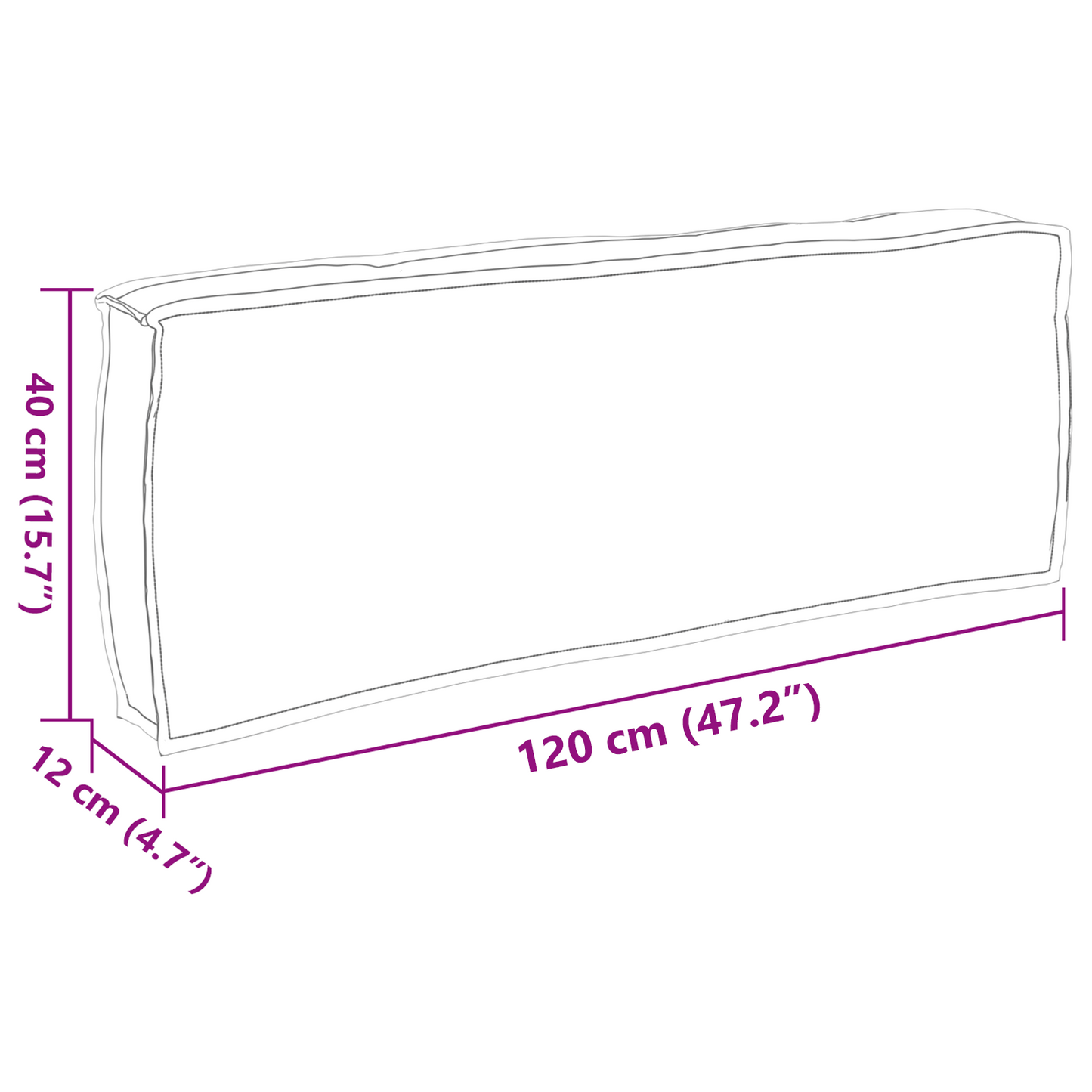 Pallet Cushion For Backrest 120 X 40 X 12 Cm