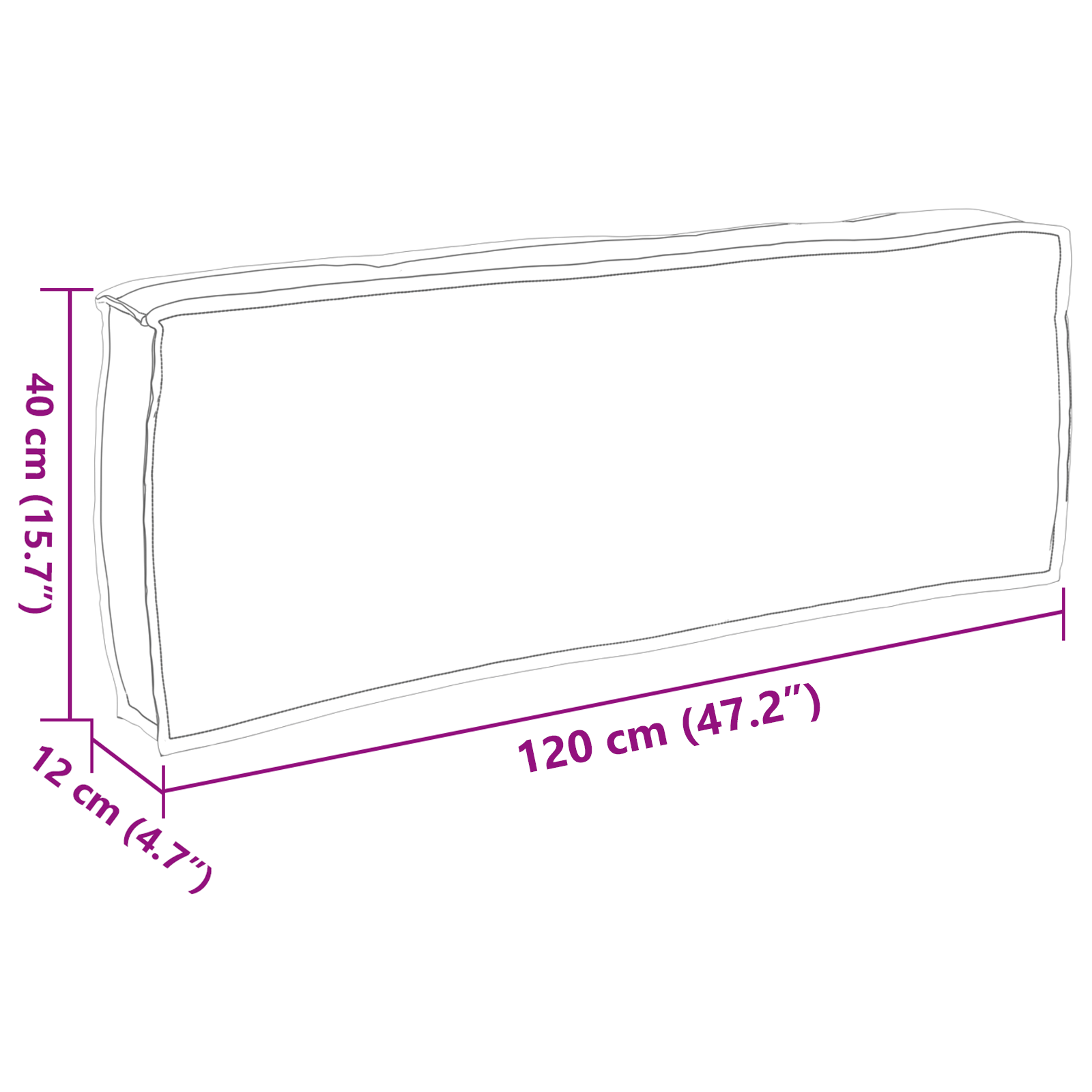 Pallet Cushion For Backrest 120 X 40 X 12 Cm