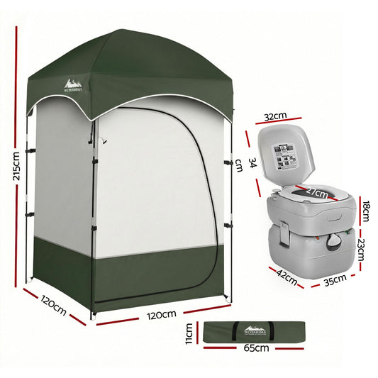Weisshorn 22L Portable Camping Toilet Shower Tent Changing Room Outdoor Loo Set