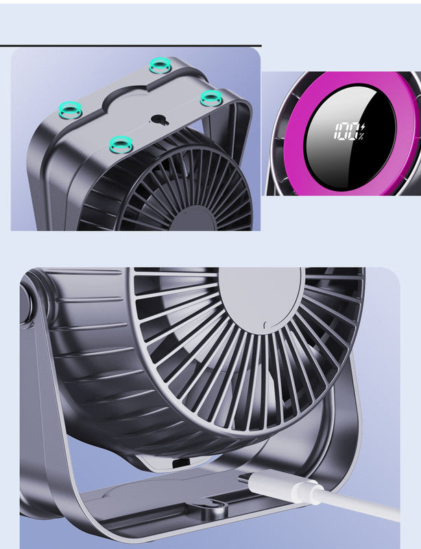 Desk Fan, Small Quiet LED Display Portable Table Fans, 180°Tilt, 100 Speeds, 5 Modes, Rechargeable 4000mAh Battery Operated USB Fan For Office, Bedroom, Outdoor(gray)Christmas Gifts