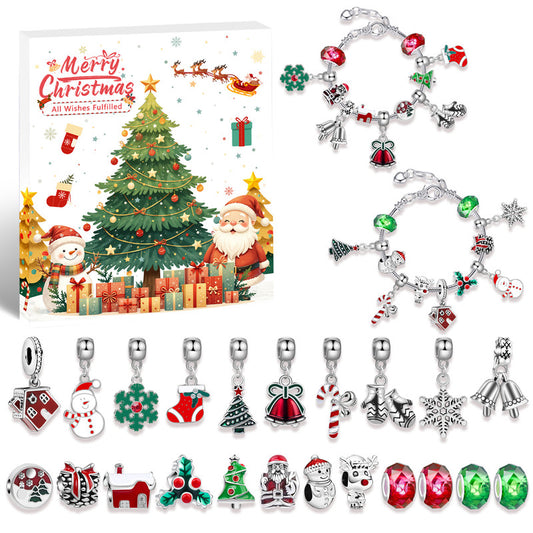 Christmas gift DIY Cartoon Snowman Bracelet Set with Crystal Beads