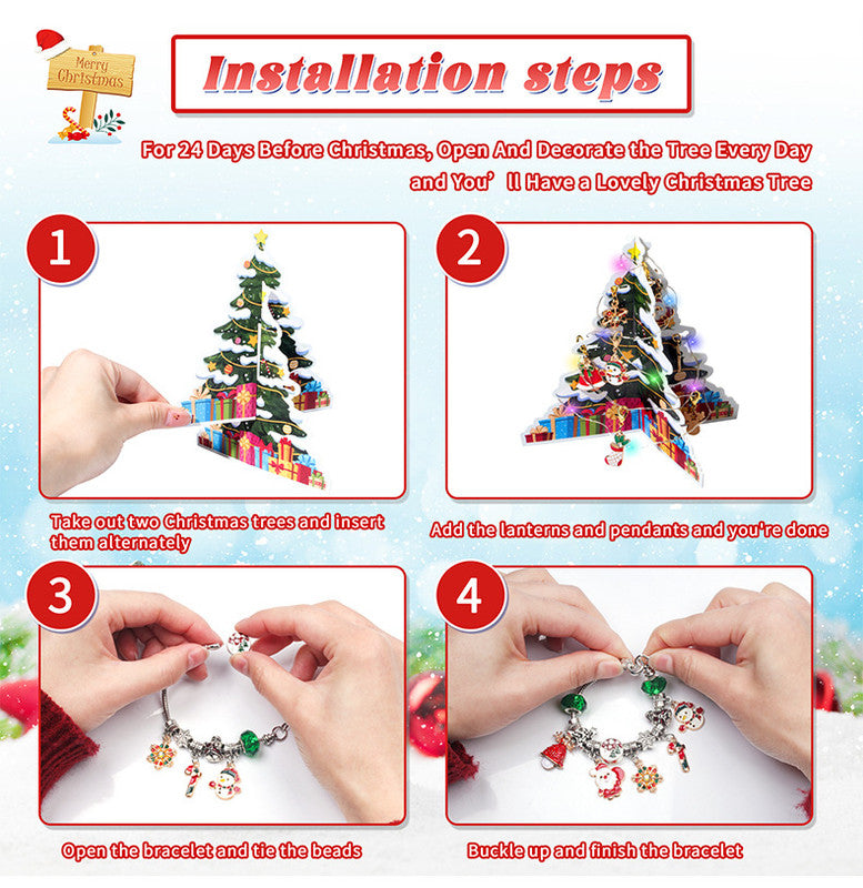 Christmas gift DIY Cartoon Snowman Bracelet Set with Crystal Beads