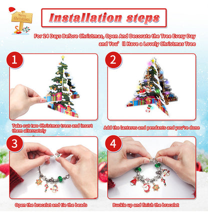 Christmas gift DIY Cartoon Snowman Bracelet Set with Crystal Beads