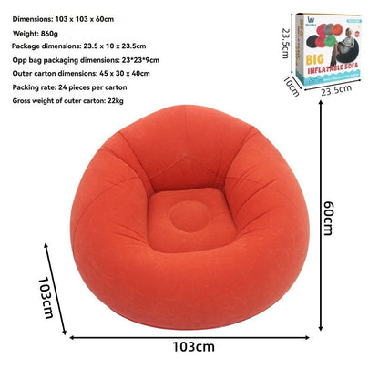 Inflatable Lazy Chair Portable Foldable Sofa Single Person Lazy Sofa Indoor - Black - Size 01