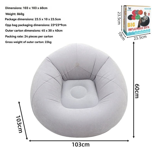 Inflatable Lazy Chair Portable Foldable Sofa Single Person Lazy Sofa Indoor - Gray - Size 01