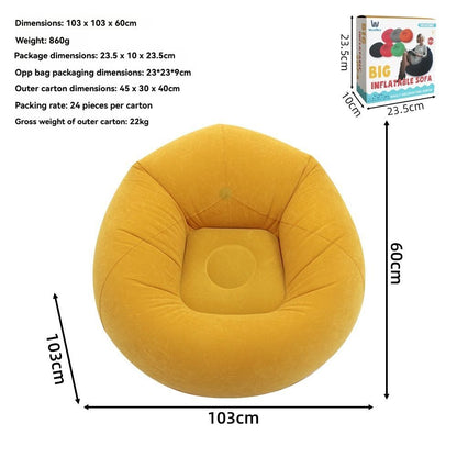 Inflatable Lazy Chair Portable Foldable Sofa Single Person Lazy Sofa Indoor - Gray - Size 01