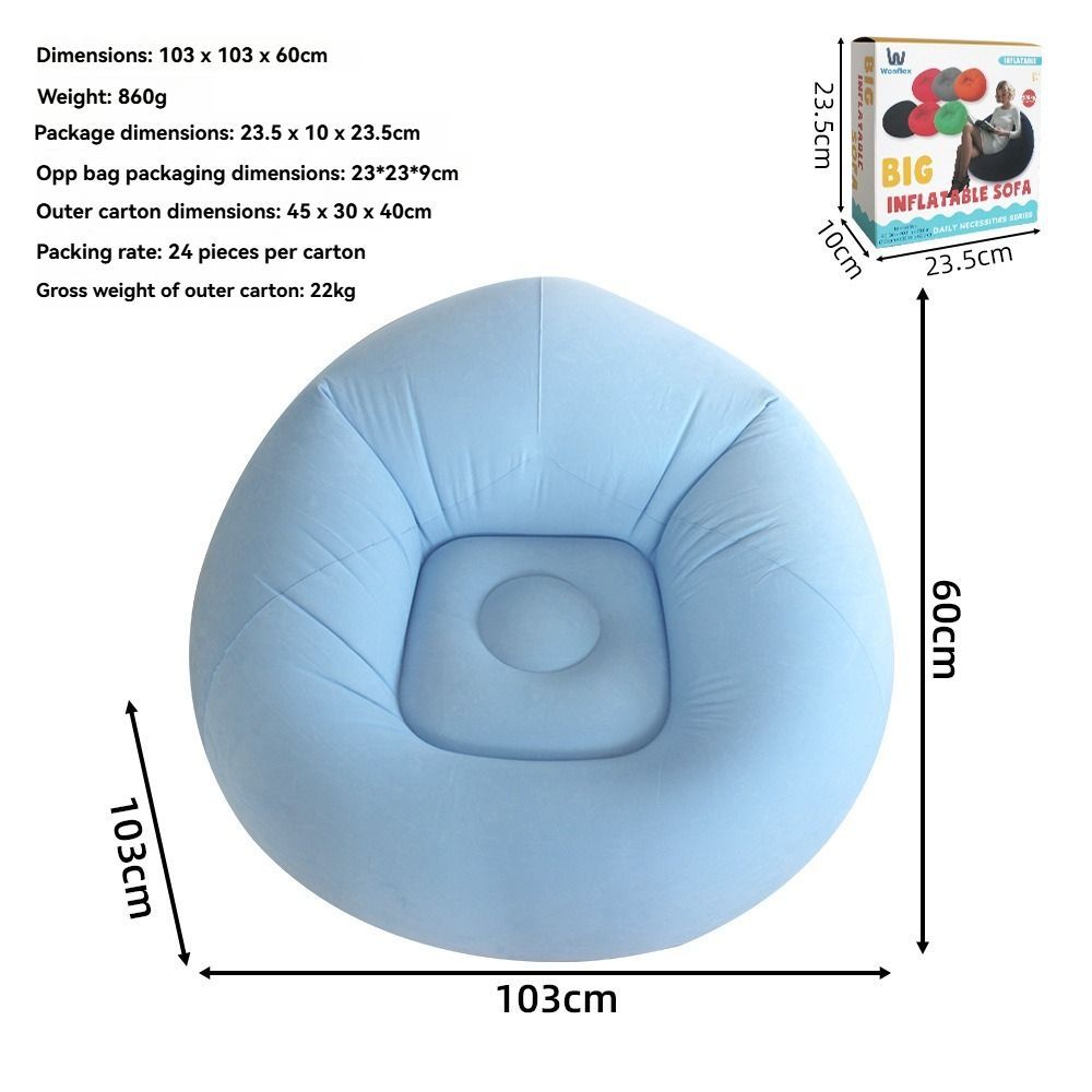 Inflatable Lazy Chair Portable Foldable Sofa Single Person Lazy Sofa Indoor - Rose - Size 01