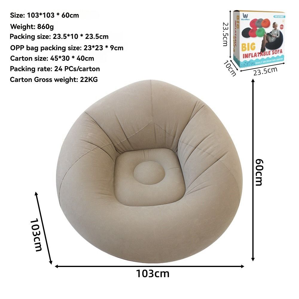 Inflatable Lazy Chair Portable Foldable Sofa Single Person Lazy Sofa Indoor - Rose - Size 01