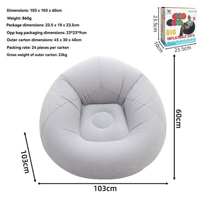 Inflatable Lazy Chair Portable Foldable Sofa Single Person Lazy Sofa Indoor - Rose - Size 01