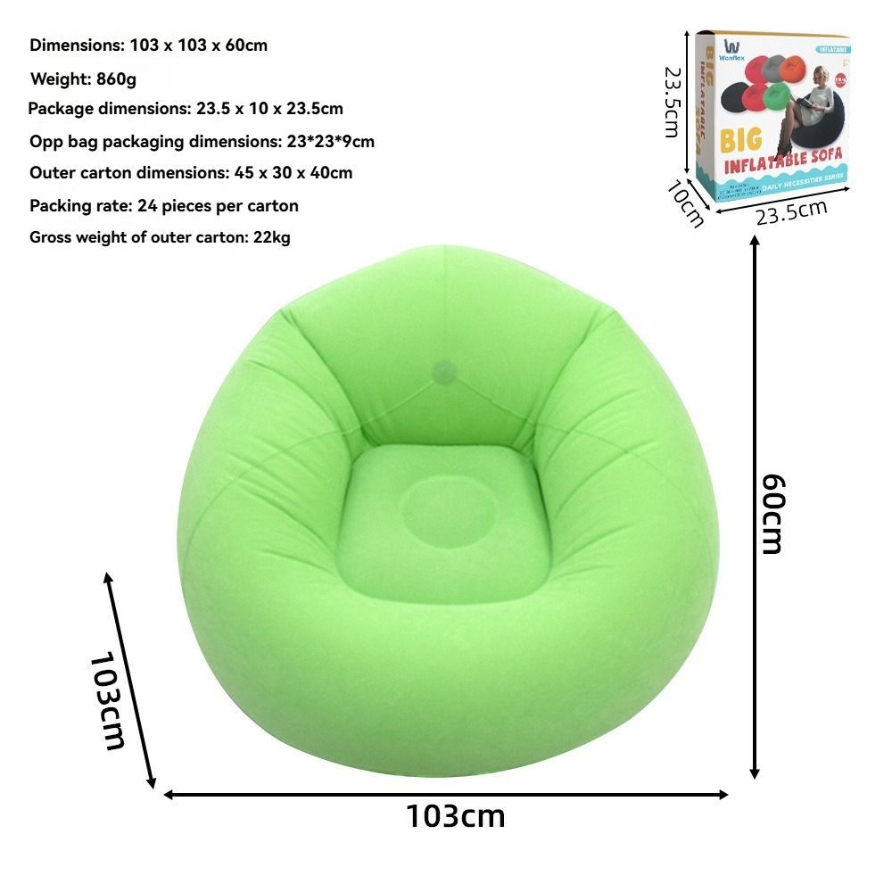 Inflatable Lazy Chair Portable Foldable Sofa Single Person Lazy Sofa Indoor - Rose - Size 01