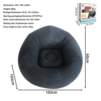 Inflatable Lazy Chair Portable Foldable Sofa Single Person Lazy Sofa Indoor - Rose - Size 01
