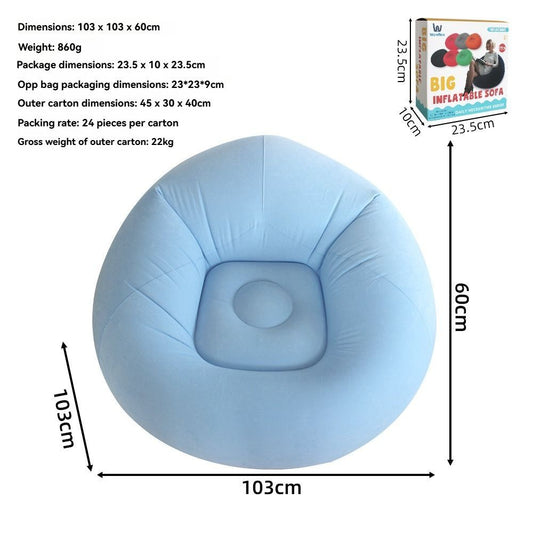 Inflatable Lazy Chair Portable Foldable Sofa Single Person Lazy Sofa Indoor - Sky Blue - Size 01