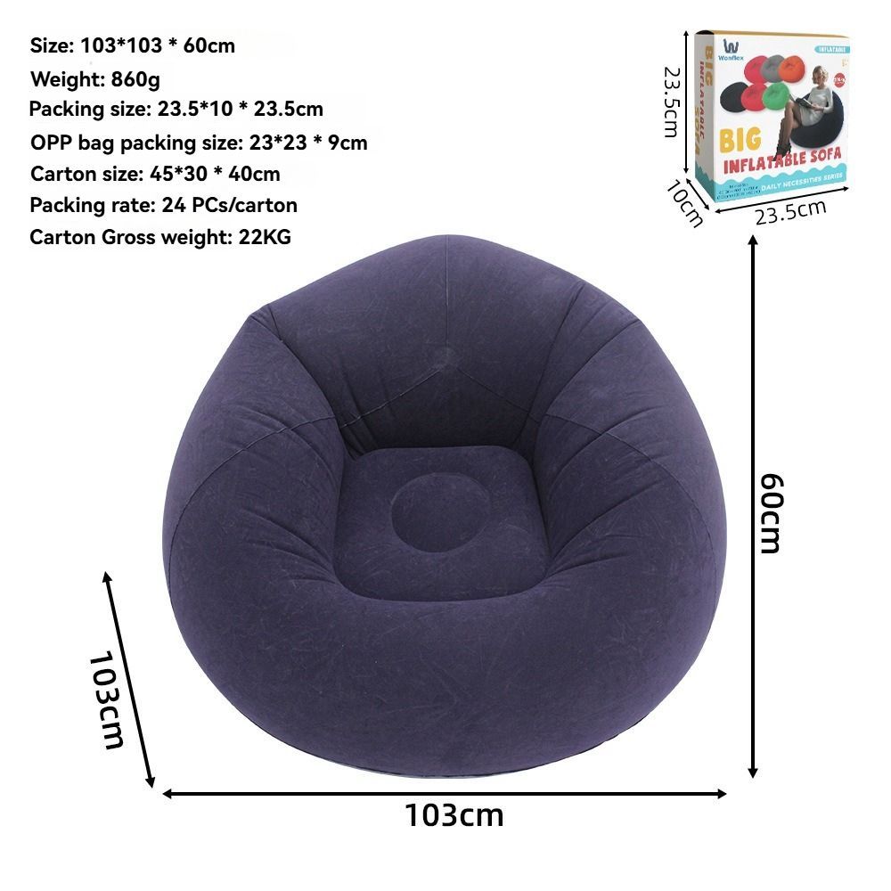 Inflatable Lazy Chair Portable Foldable Sofa Single Person Lazy Sofa Indoor - Yellow - Size 01