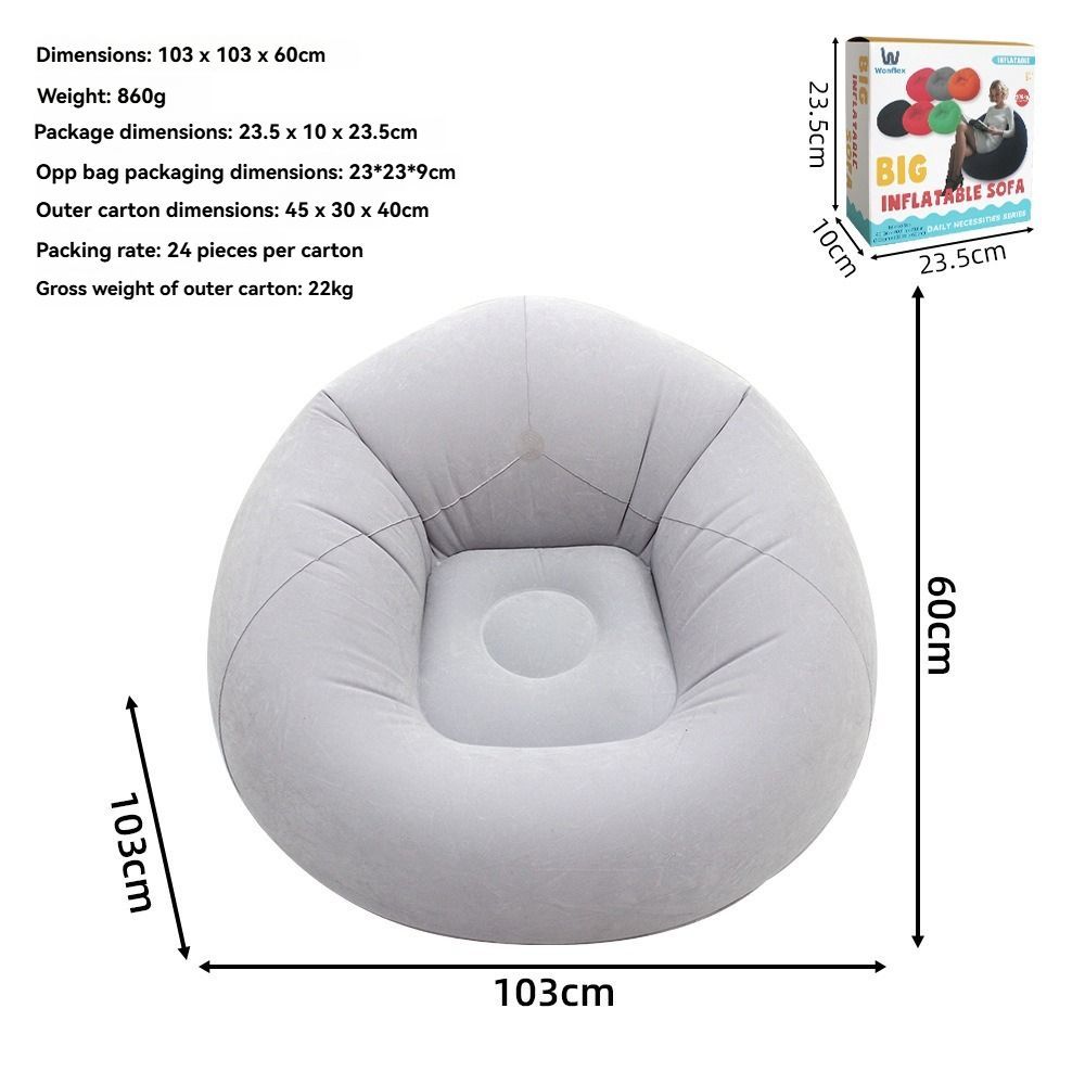 Inflatable Lazy Chair Portable Foldable Sofa Single Person Lazy Sofa Indoor - Yellow - Size 01