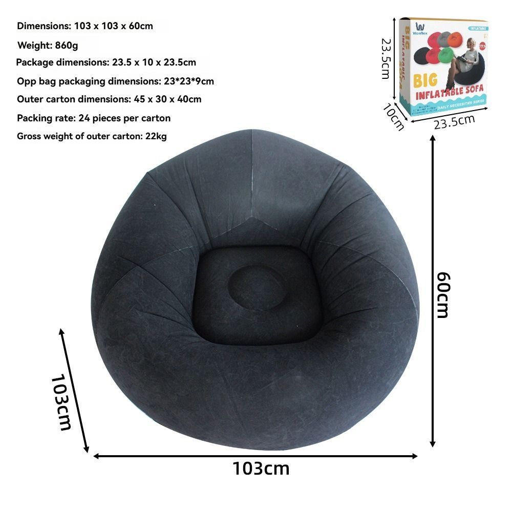 Inflatable Lazy Chair Portable Foldable Sofa Single Person Lazy Sofa Indoor - Yellow - Size 01