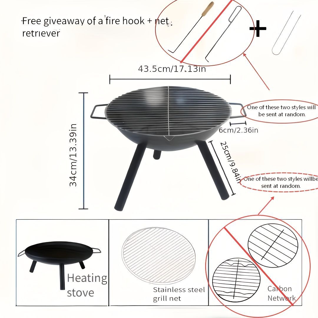 Outdoor Fire Pit Charcoal Fire Pit Camping Fire Pit Backyard Fire Pit Grilling - Black - Size set