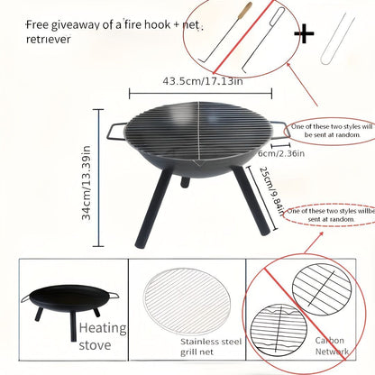Outdoor Fire Pit Charcoal Fire Pit Camping Fire Pit Backyard Fire Pit Grilling - Black - Size set