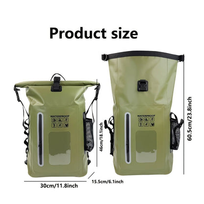 waterproof backpack, dry-wet separation, outdoor sports backpack, fishing backpack, camping backpack, canyoning backpack, swimming backpack, rafting backpack, waterproof gear, Australia outdoor backpack, hiking backpack water resistant - army green - Size