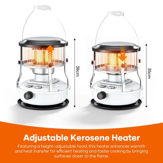 Portable Kerosene Heater Lift-Up Heater Indoor Outdoor Heater Camping Heater - White - Size set