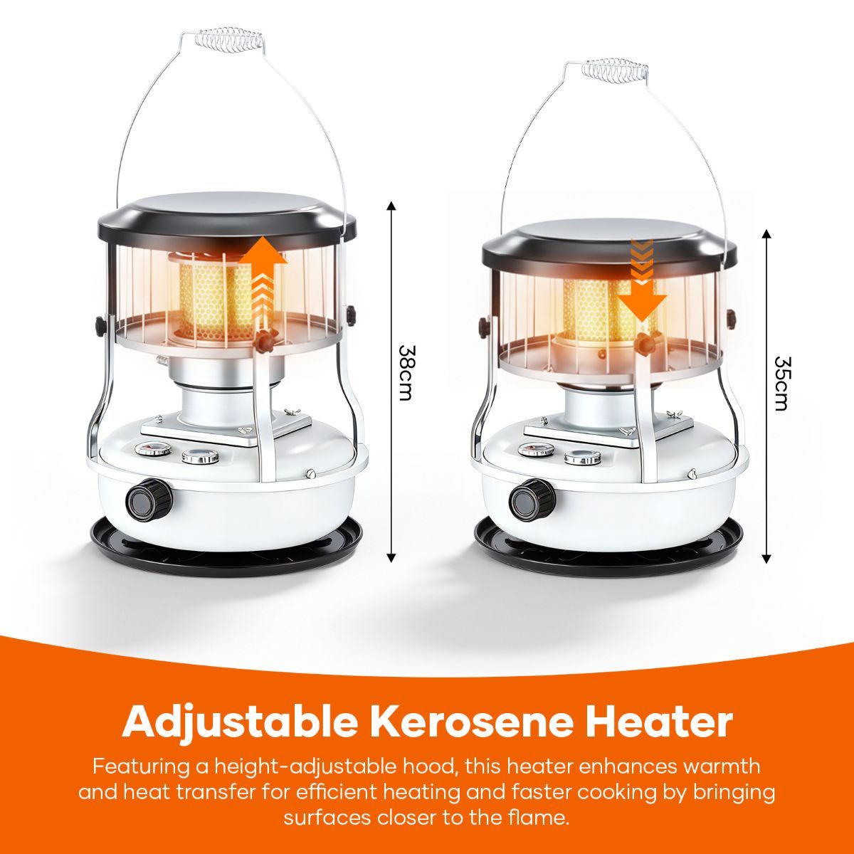 Portable Kerosene Heater Lift-Up Heater Indoor Outdoor Heater Camping Heater - White - Size set