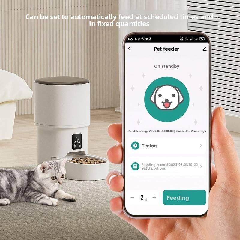 Smart Camera Pet Feeder with HD Camera, 4L Automatic Dog & Cat Food Dispenser with Wi-Fi, 2-Way Audio, Timer & Remote Control for Small/Medium Pets