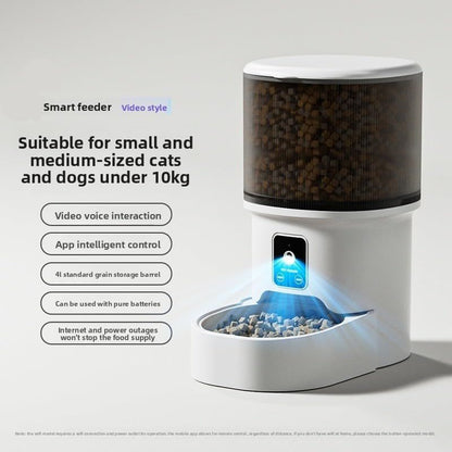 Smart Camera Pet Feeder with HD Camera, 4L Automatic Dog & Cat Food Dispenser with Wi-Fi, 2-Way Audio, Timer & Remote Control for Small/Medium Pets