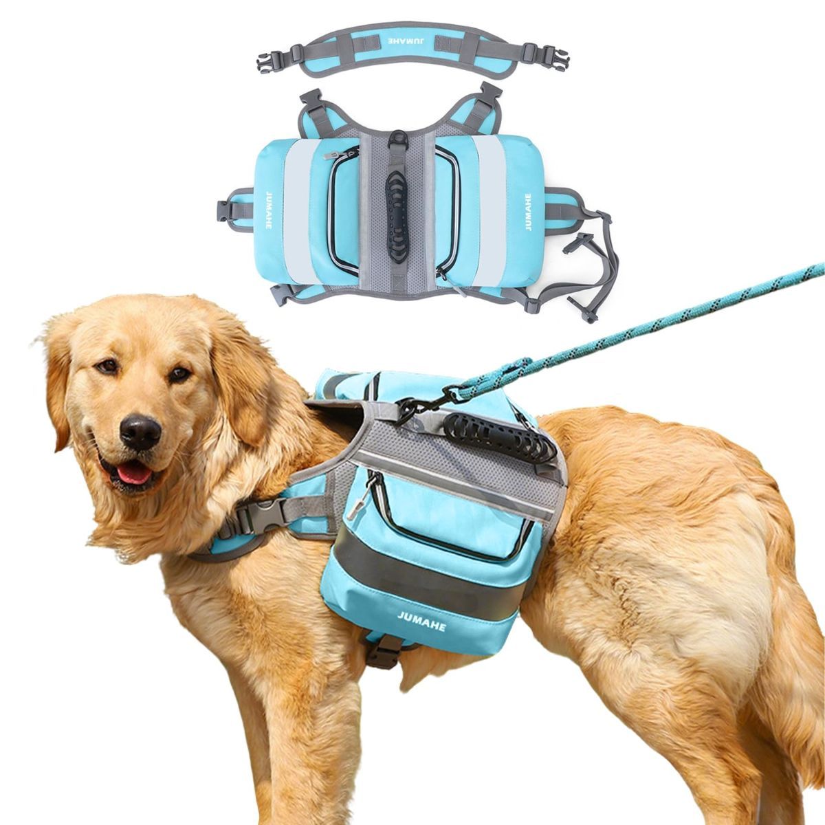 Dog Backpack for Medium & Large Dogs,Dog Pack Saddle Bag for Dogs for Hiking,Pet Backpack Harness with Reflective Strips,2 Capacious Side Pockets for Walking Running,Camouflage - Camouflage - Size 2 Capacious Side Pockets
