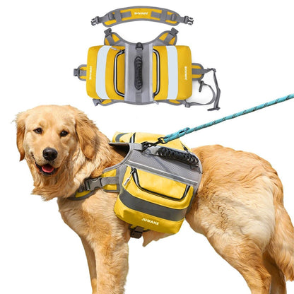 Dog Backpack for Medium & Large Dogs,Dog Pack Saddle Bag for Dogs for Hiking,Pet Backpack Harness with Reflective Strips,2 Capacious Side Pockets for Walking Running,Camouflage - Yellow - Size 2 Capacious Side Pockets