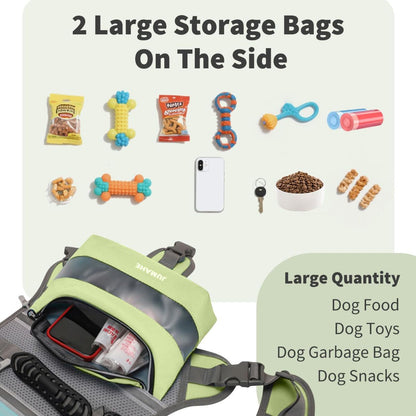 Dog Backpack for Medium & Large Dogs,Dog Pack Saddle Bag for Dogs for Hiking,Pet Backpack Harness with Reflective Strips,2 Capacious Side Pockets for Walking Running,Camouflage - Yellow - Size 2 Capacious Side Pockets