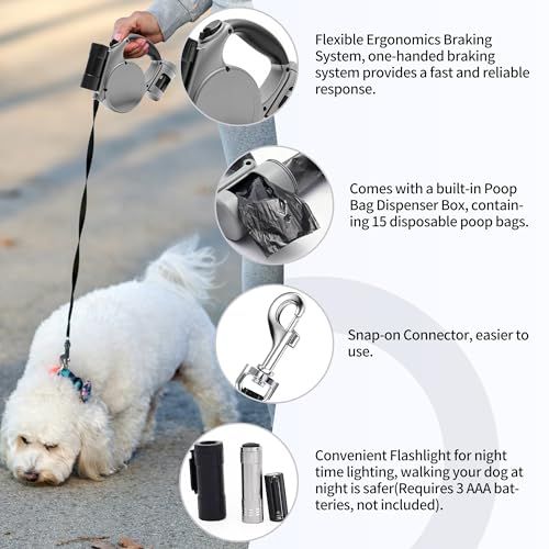 Versatile Retractable Dog Leash for Small & Medium Dogs, Ideal for Daily Walks & Outdoor Adventures, 16.4FT (Yellow)