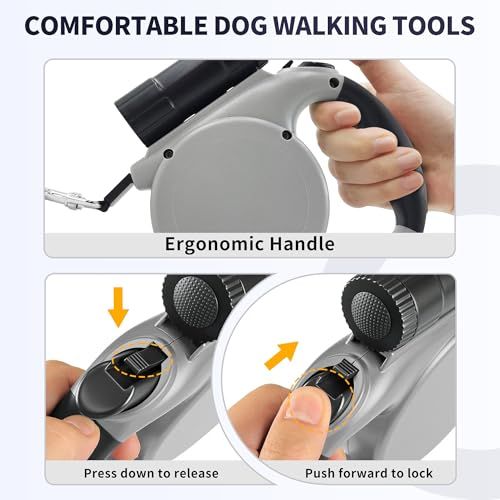 Versatile Retractable Dog Leash for Small & Medium Dogs, Ideal for Daily Walks & Outdoor Adventures, 16.4FT (black)