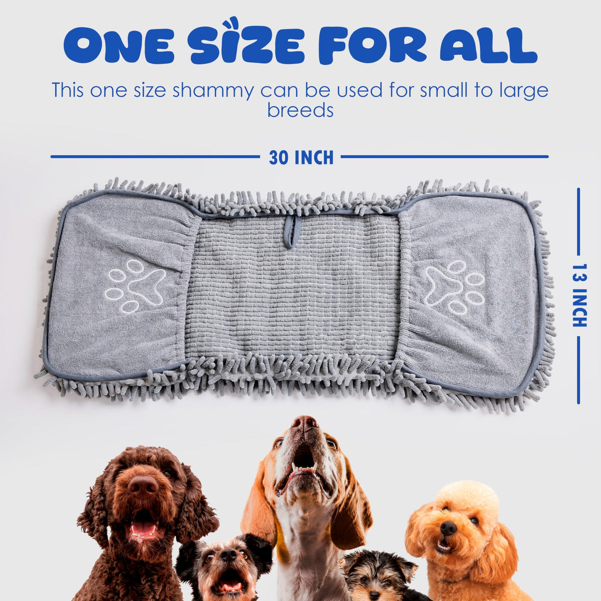 Dog Towel for Drying Dogs – Absorbent Microfiber Bath Towel with Hand Pockets, Super Absorbent & Fast Dry, Soft Microfiber, Fits Large & Small Dogs, Machine Washable & Reusable Pet Bath Towel（Gray）