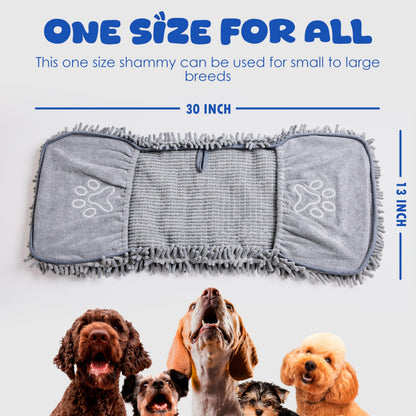 Dog Towel for Drying Dogs – Absorbent Microfiber Bath Towel with Hand Pockets, Super Absorbent & Fast Dry, Soft Microfiber, Fits Large & Small Dogs, Machine Washable & Reusable Pet Bath Towel（Blue）
