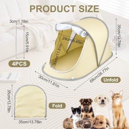 Portable Foldable Pet Tent for Cats Dogs Small Pets Indoor Outdoor Use (Gray)
