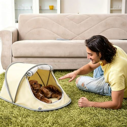 Portable Foldable Pet Tent for Cats Dogs Small Pets Indoor Outdoor Use (Gray)