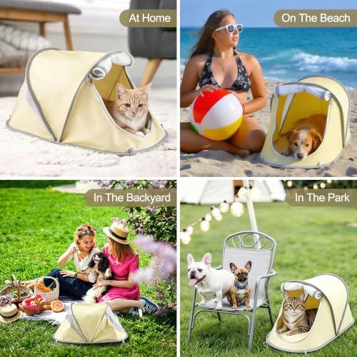 Portable Foldable Pet Tent for Cats Dogs Small Pets Indoor Outdoor Use (Gray)
