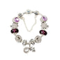 Charm Bracelet with Tortoise, Heart, Clover Pendant(Purple,19cm)