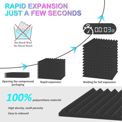 JBER Acoustic Panels  Foam Wedges 48pcs 30x30x2.5cm for Soundproof Padding Wall