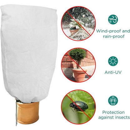 2 Pieces Plant Winter Protection Bags Winter Protection For Potted Plants, White, Solid, 100 X 80 Cm