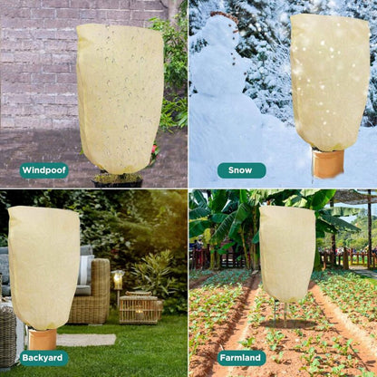 2 Pieces Plant Winter Protection Bags Winter Protection For Potted Plants, Beige, Solid, 100 X 80 Cm