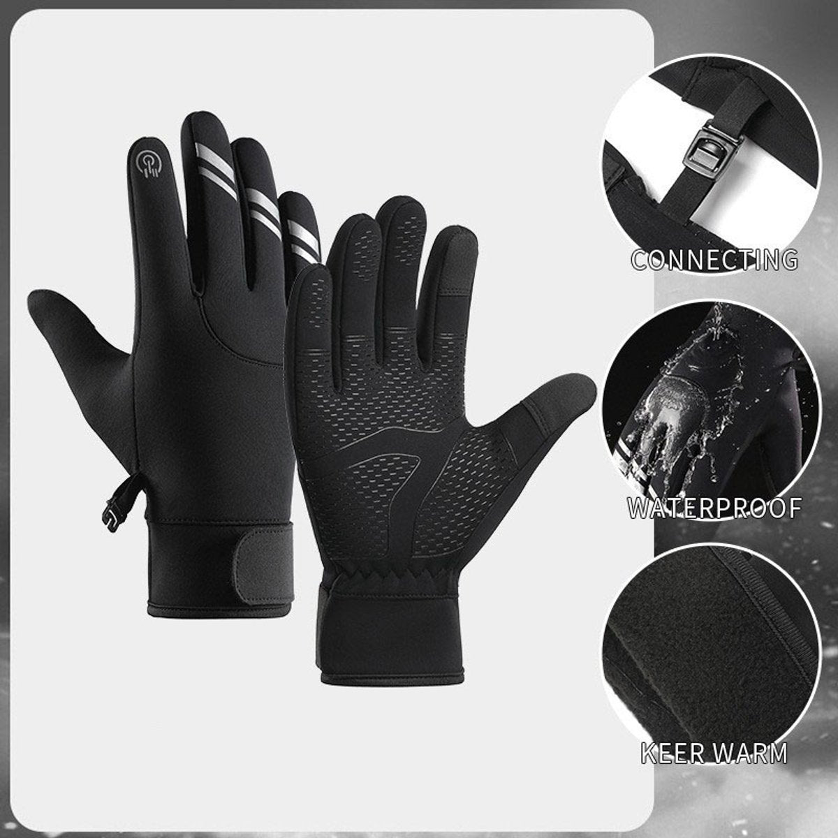 Gloves - Cycling Gloves - Winter Gloves - Sports Gloves - Touchscreen Winter Gloves - Winter Cycling Gloves - Men's - Heated - Waterproof - Warmly Lined - For Motorcycling and Skiing (M)