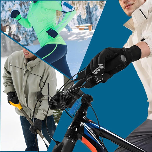 Gloves - Cycling Gloves - Winter Gloves - Sports Gloves - Touchscreen Winter Gloves - Winter Cycling Gloves - Men's - Heated - Waterproof - Warmly Lined - For Motorcycling and Skiing - Grijs(M)