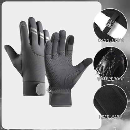 Gloves - Cycling Gloves - Winter Gloves - Sports Gloves - Touchscreen Winter Gloves - Winter Cycling Gloves - Men's - Heated - Waterproof - Warmly Lined - For Motorcycling and Skiing - Grijs(M)