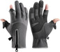 Men's and women's winter gloves - 2-finger touchscreen gloves - Running gloves - Cycling gloves - Driving gloves - Warm gloves - Winter fishing gloves - Grijs