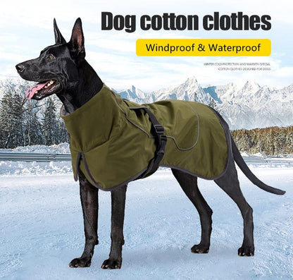 Dog Raincoat - Dog Jacket - Waterproof Winter Dog Coat - Windproof Dog Jacket - Winter Dog Coat - Reflective Strip - Green - Size XXL - Perfect for medium and large dogs