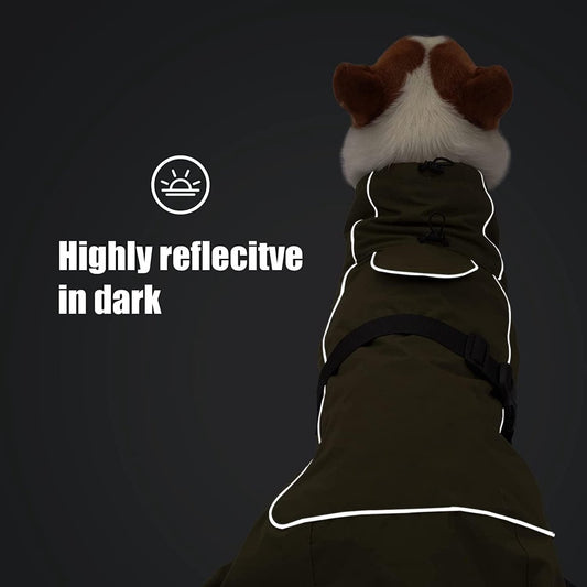 Dog Raincoat - Dog Jacket - Waterproof Winter Dog Coats - Windproof Dog Coat - Winter Dog Coat - Reflective Strip - Black - Size L - Perfect for Small and Medium Dogs