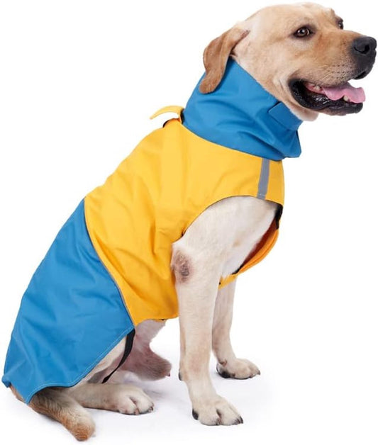 Dog Raincoat - Dog Jacket - Waterproof Winter Dog Jackets - Windproof Dog Jacket - Winter Dog Jacket - Reflective Strip - Perfect for Small and Medium Dogs - Blue and Yellow - Size M