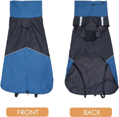 Dog Raincoat - Dog Jacket - Waterproof Winter Dog Jackets - Windproof Dog Jacket - Winter Dog Jacket - Reflective Strip - Perfect for Small Dogs - Medium-Sized Dogs - Blue and Black - Size S